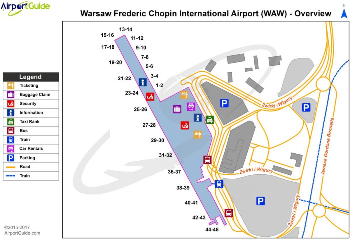 Varşava hava limanına waw xəritə