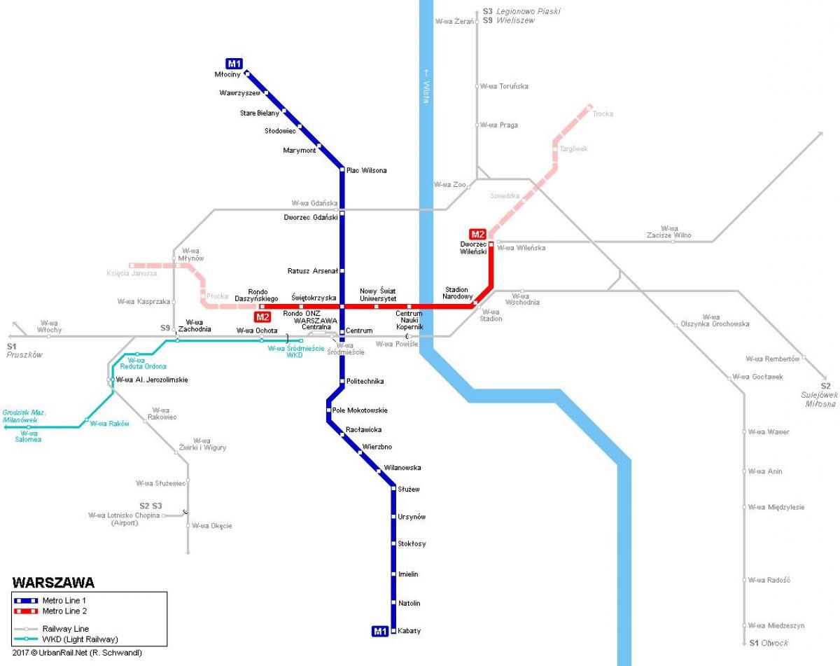 metro xəritəsi Varşavada Polşa