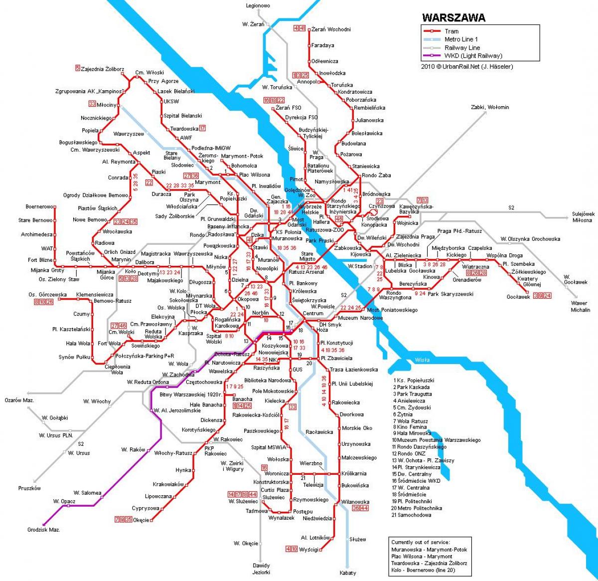 Varşava Dəmir yolu xəritəsi